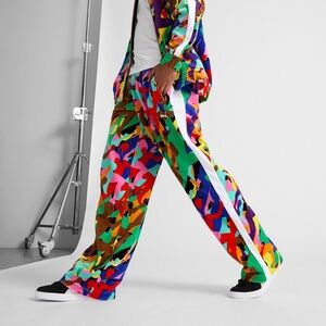 Puma T7 Men's Velour Track Pants mens size small soccer rainbow patterned stripe